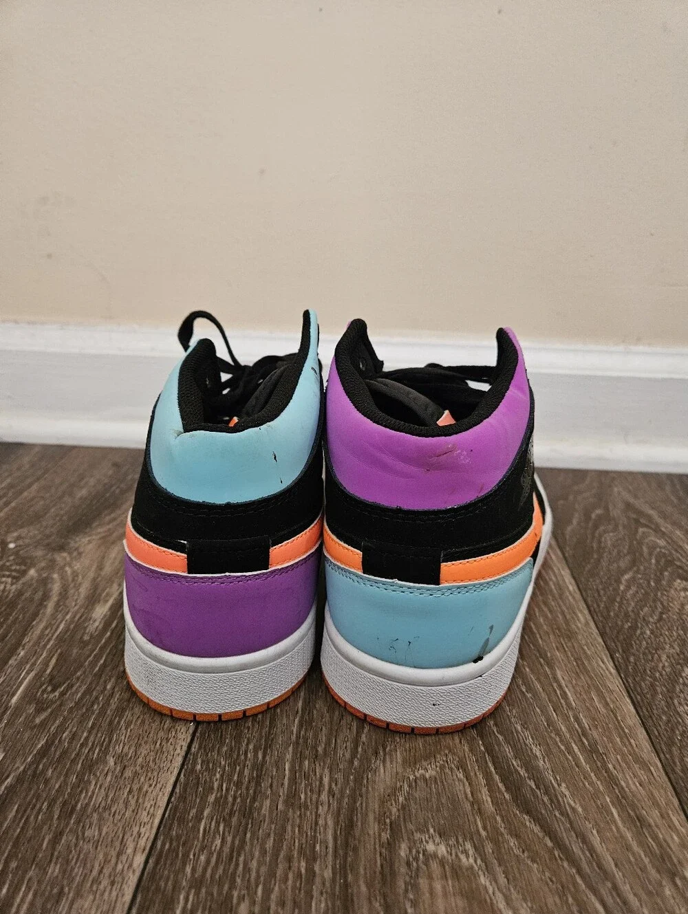 Nike Kids Color-Block High-Top Sneakers in Purple & Blue, Size 7